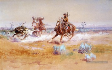 Cowboy Mexique Charles Marion Russell Indiana Peinture à l'huile